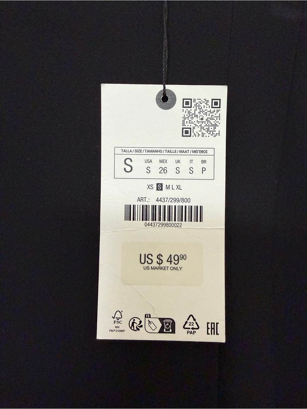 Zara Black Pleated Front Mini Skort - Picture 5 of 7